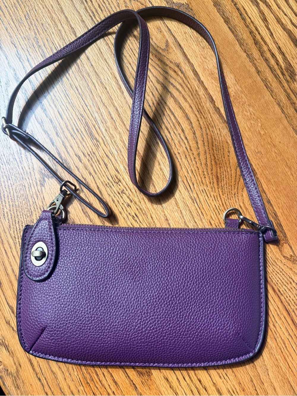 Joy Susan Purple Pebbled Vegan Leather Crossbody Bag